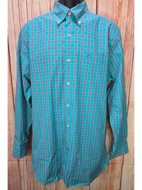 Southern Tide Mens Classic Fit Turquoise Plaid Shirt Medium
